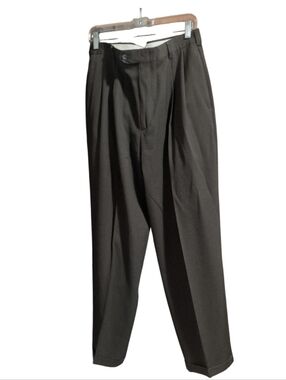 Slates Men’s Dress Pants 34x32 Black 100% Wool Pleated Classic Trousers Formal